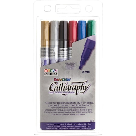Marvy Uchida Calligraphy Paint Marker Set, 6 Colors 012506A